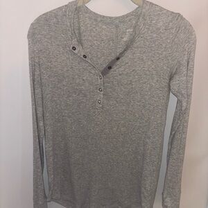 Aerie Gray Fitted Button Down Polo Shirt